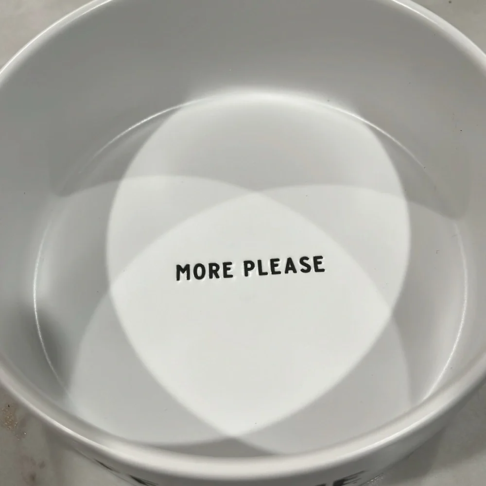 White Ceramic Pet Bowl - Feed Me/NWT